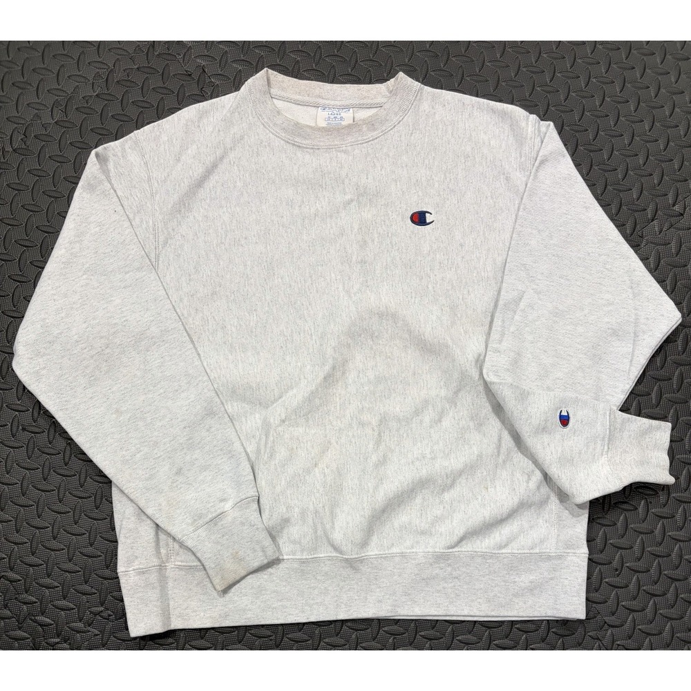 Vintage Champion Sweatshirt Large Crewneck Reverse Weave Blank Gray 90s Y2K Boxy
